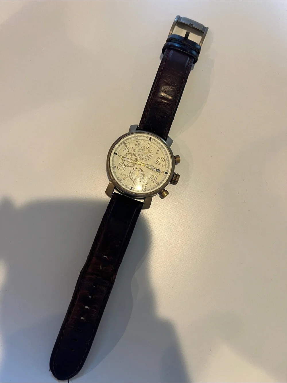 Chronograph Leather Strap Watch - Brown